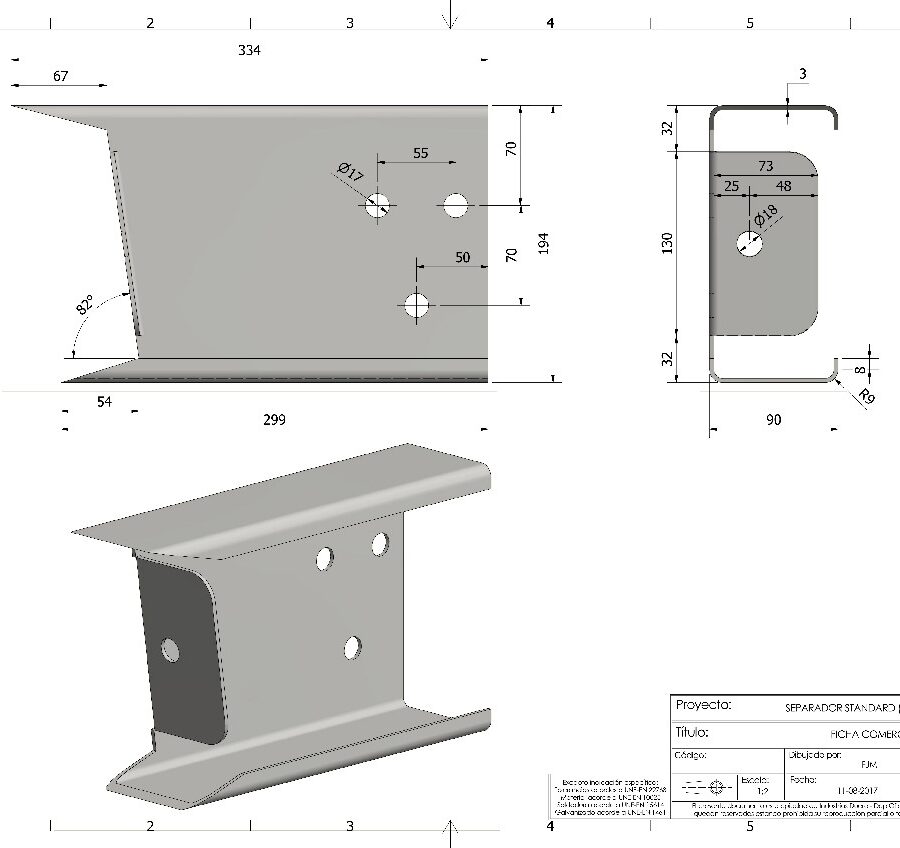 Plano Separador Standard Derechas