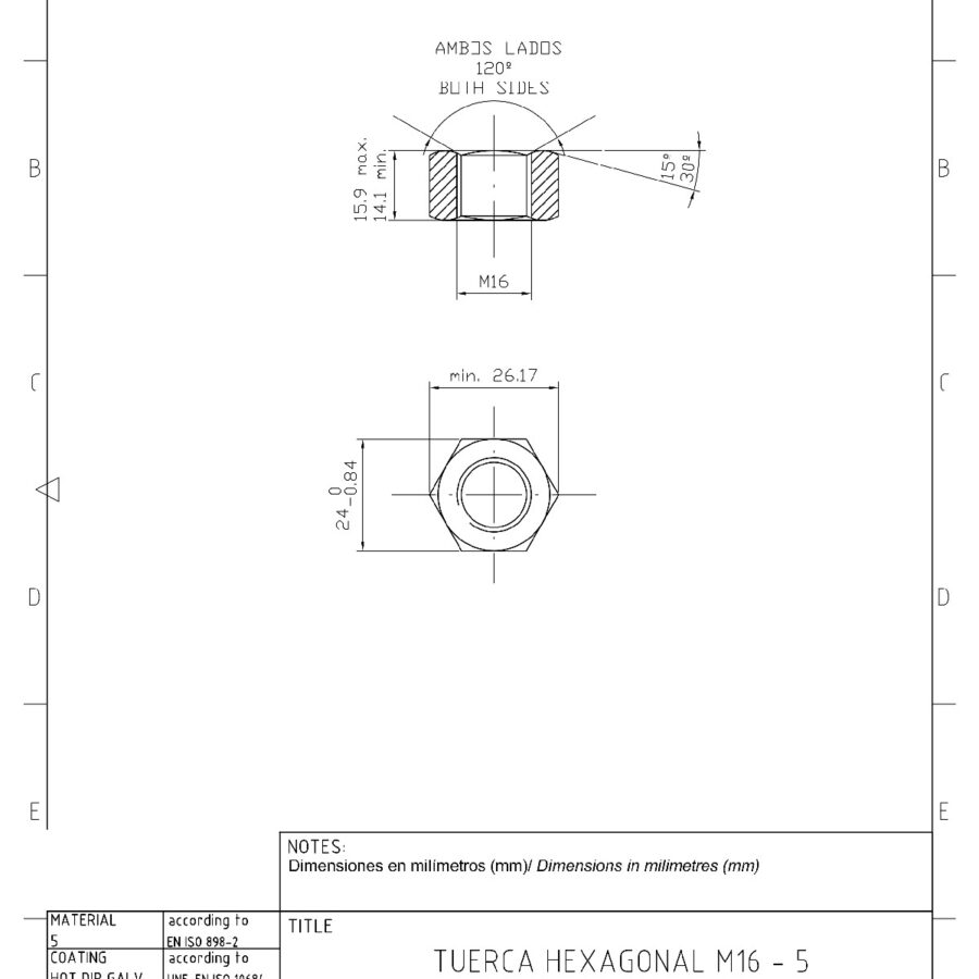 Plano Tornillo M16x30 5.8 2